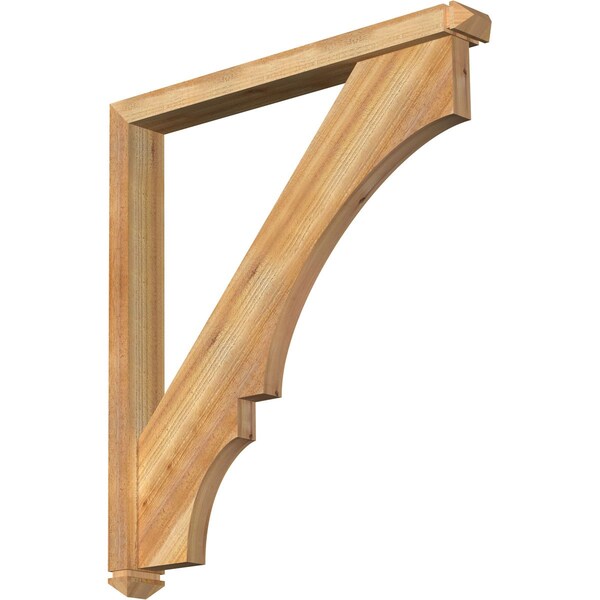 Ekena Millwork Balboa Arts and Crafts Rough Sawn Bracket w/ Offset Brace, Western Red Cedar, 4"W x 34"D x 38"H BKT0402X34X38BOA03RWR - main